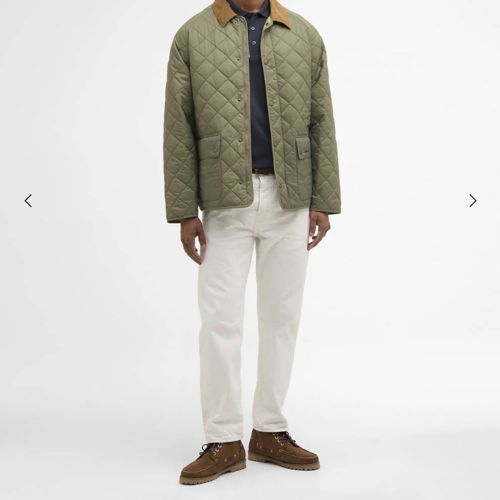 Barbour Olive Quilted Jacket with Tan Collar
